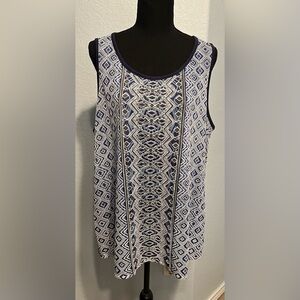 Cato Blue and White Patterned Tank Top